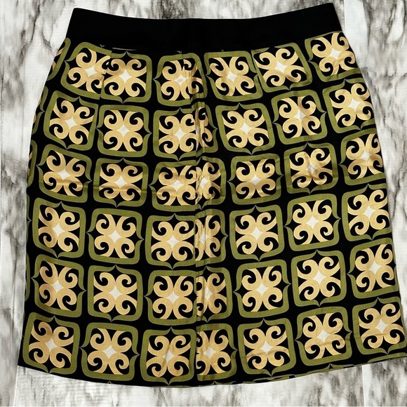Milly of New York Dresses & Skirts - Milly of New York Green Black Geometric Print Silk Scarf Skirt Vibe Women Sz 4